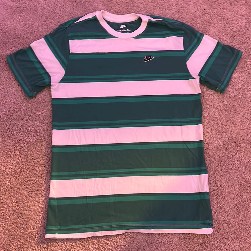 nike green and white striped shirt size men’s small